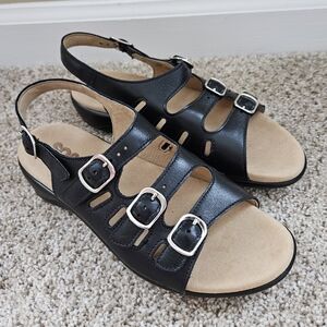 SAS - Mystic Leather Slingback Sandal - Black - 7.5 Wide